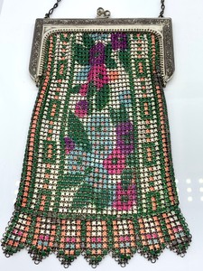 lot 169 image: Two Whiting and Davis Enameled Metal Mesh Purses
