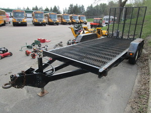 lot 102 image: FELLING 16 FT FLATBED TRAILER WITH FULL GATE DROP DOWN RAMP