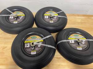 lot 22 image: Lot Of 2 FARM AND RANCH 13 in. No Flat Wheelbarrow Replacement Wheel (2-Pack)