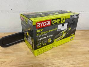 lot 29 image: RYOBI ONE 10 in. 18-Volt Lithium-Ion Cordless Battery Chainsaw (Tool Only)