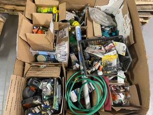 lot 48 image: Entire Pallet Of Hose And Sprinkler Accessories Hose Nozzles, Sprinkler Parts, Timers, Splitters and MORE