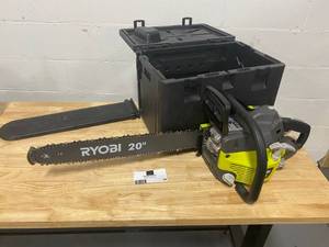 lot 49 image: RYOBI RY5020 20 in. 50 cc 2-Cycle Gas Chainsaw with Heavy-Duty Case