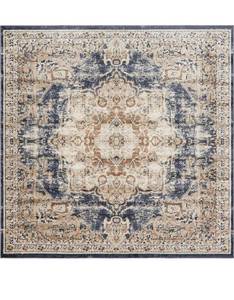 lot 59 image: UNIQUE LOOM Chateau Roosevelt Dark Blue 7 0 x 7 0 Square Rug