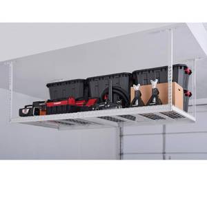 lot 79 image: Lot Of 2 HUSKY 42 in. H x 96 in. W x 32 in. D Adjustable Height Garage Ceiling Mounted Storage Unit in White