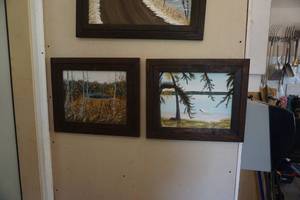 lot 52 image: Set of  - 4 Hand Painted Framed Prints From Area Lakes Landscape