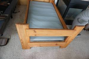 lot 23 image: Twin Bed Set With Head Board Foot Board and Wood Side Rails
