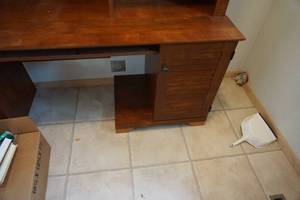 lot 36 image: Wood Computer Desk With Upright Storage Shelving