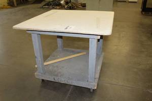 lot 1469 image: Rolling Work Table with Wood Top