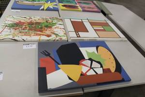 lot 1370 image: Lot of (3) Abstract Wall Art