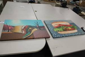 lot 1368 image: Lot of (2) Hamburger Wall Art