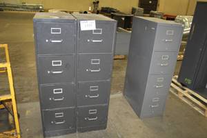 lot 1355 image: Lot of (3) Metal File Cabinet 4-Drawer