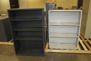 lot 1360 image: Lot of (2) Metal Bookcases