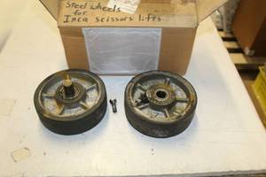 lot 1466 image: Lot of (2) Inca Scissor Lift Steel Wheels
