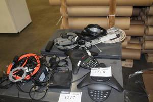 lot 1518 image: Polycom SoundStation 2W Telecommunication Phone Conference Set with Cables and Cords