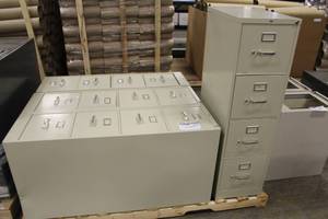 lot 1507 image: Lot of (4) Hon Metal File Cabinet 4-Drawer