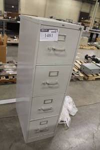 lot 1481 image: Lot of (3) Hon Metal File Cabinets 4-Drawer