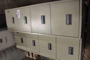 lot 1480 image: Lot of (2) Schwab 5000 Fireproof Metal File Cabinet 4-Locking Drawer with Keys