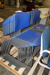 lot 1498 image: Lot of (13) Metal Frame Plastic Stacking Conference Chairs