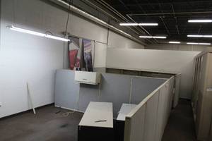 lot 1528 image: Office Cubicle Walls, Desks, Overhead Cabinets, Under Desk Cabinets
