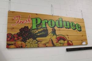 lot 1531 image: Fresh Produce Painted Wood Wall Mural