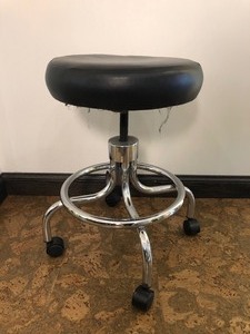 CHROME AND BLACK MEDICAL STOOL