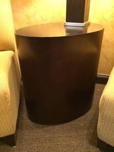 OVAL EGG SHAPE HEAVY WOOD END TABLE - HAS&nbspSOME WEAR