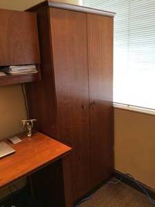WOOD TWO DOOR STORAGE CABINET LOCKER WITH KEY&nbsp
