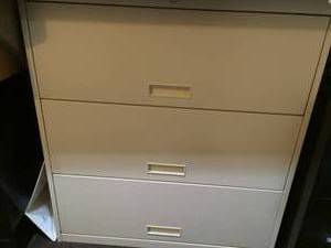 VERY HARD TO FIND 3 DRAWER LIFT UP RETRACTABLE DOOR &amp SLIDE OUT TRAY MEDICAL CHART FILING CABINET WITH LOCK - GREAT CONDITION - NEEDS NEW KEY