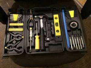 &nbspHOME TOOL KIT. HAMMER, PLIERS, LEVEL, CLAMPS, ALLEN WRENCHES, AND SCREWDRIVERS