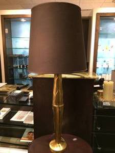 GORGEOUS HIGH QUALITY GOLD GILT BRASS TALL LAMP WITH SHADE - EXCELLENT CONDITION