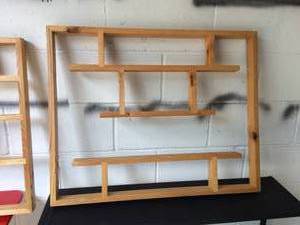 2 WOOD WALL MOUNT DISPLAY CURIO SHELVES 2 FEET X 30 EACH - EXCELLENT CONDITION