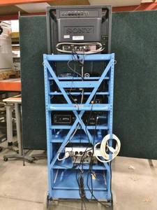 lot 7 image: WOW MEDICAL VIDEO TOWER CART WITH&nbspConcept IntraVision 8425 Automatic Light Source & 8150 Color Video Camera,&nbspLinvatec LIS8170 Self Diagnostic Camera Control Console, Light Pipes and More Great Working Condition