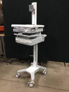 lot 9 image: MSRP $2200 Ergotron SV31-6310-0 StyleView PHD Healthcare LCD Cart with 1 Drawer With Power Strip - Great Condition - Electronics Not Included