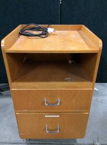 lot 19 image: WOOD MEDICAL STORAGE CART WITH POWER STRIP