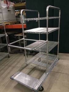 lot 63 image: Heavy Duty Stainless Steel Linen Laundry Storage Trolley Medical Case Cart - Great Condition&nbspOverall 50 x 27 x 60&nbspShelf 24 x 30