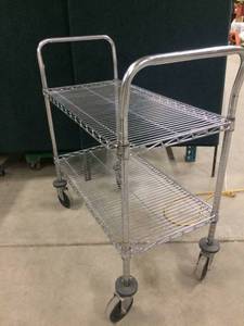lot 68 image: MSRP $300&nbspNexel Industries NSF Adjustable Wire Shelf Cart, Chrome - 24 x 36 x 40 in. Nice Condition