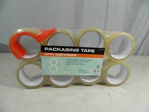 8 New Rolls of Packaging Tape with Dispenser