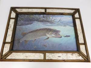 lot 28 image: Wooden Framed Fish Picture