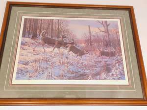 lot 39 image: Sneaking Out - Whitetails by Don Kloetzke