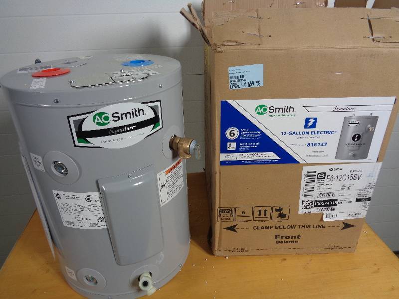 Brand New AO Smith 12 Gallon Electric Water Heater | New Home Improvement,  Tankless Water Heater, Bathroom, Kitchen, Tools, Building Materials, Shop  Supplies, Sinks, Candy, BBQ, and More! | K-BID