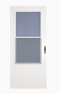 lot 33 image: New LARSON White Mid-View Wood Core Storm Door