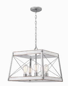 lot 46 image: Progress Lighting Bradberry Antique White and Galvanized Farmhouse Lantern