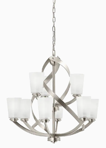 lot 47 image: Brand New Kichler Layla 9-Light Brushed Nickel ModernContemporary Chandelier
