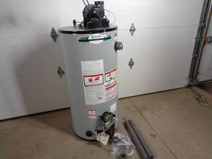 lot 20 image: New AO Smith 50 Gallon Gas Water Heater w Power Vent (shipping damage) $1,000 new