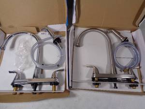 lot 29 image: 2 New Kitchen Faucets Sets (bad sprayers)