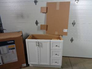 lot 81 image: New Bathroom Vanity with Mirror (no counter top)