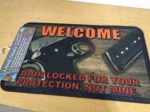 lot 107 image: New Pro 2A Gun Warning Security Rug