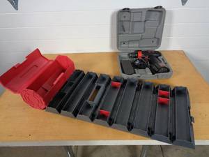 lot 110 image: New Roll Up Parts Bin, Used Drill