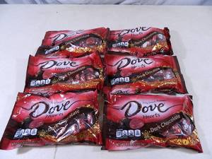 lot 189 image: 6 New Bags of Dove Dark Chocolate Hearts