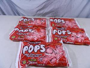 lot 196 image: 5 New Bags of Cherry Tootsie Pops